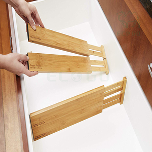 Bamboo Drawer <b>Divider</b> Organizer Set of 6 <b>Spring</b> Loaded Expandable Adjustable Stackable <b>Dividers</b> Best for Kitchen - Product Image 5