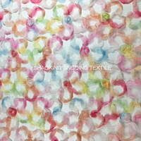 Tissu en maille tissée en gros avec broderie 3D de ruban à roses, petites roses 3D pour robe de mariée, textile de maison, tissu décoratif