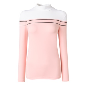 เสื้อกอล์ฟผู้หญิงสีสันสดใสสไตล์สปอร์ตสำหรับฤดูใบไม้ร่วง คอปกพับ แขนยาว ทรงเข้ารูป ผลิตจากผ้าสแปนเด็กซ์/ไนลอน ยืดหยุ่นสูง ระบายอากาศได้ดี - Product Image 2