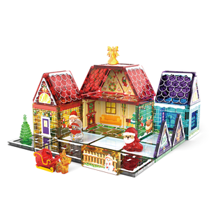 55 Piezas de Bloques de Construcción Magnéticos Navideños 3D, Azulejos Educativos de Seguridad para Niños, Juguetes de Azulejos Magnéticos Coloridos para Bebés - Product Image 1