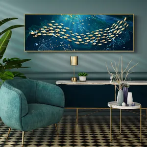 ร่าเริงปลาสีทองใต้น้ำนามธรรมภาพผนังศิลปะสำหรับการตกแต่งบ้านพิมพ์บนผืนผ้าใบภาพวาดสำหรับห้องนั่งเล่น Caudros