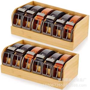 Boîte de rangement pour ceintures en bois avec compartiments, type rectangulaire, pour hommes et femmes, organisateur de ceintures, couleur unie, Kr1110 - Product Image 1