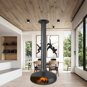 <span class=keywords><strong>Estufa</strong></span> de Leña Giratoria, Chimenea Suspendida de Esquina, Acero Corten, para Interiores, Sala de Estar, Negro Mate, Contemporánea, de Etanol - Product Image 3