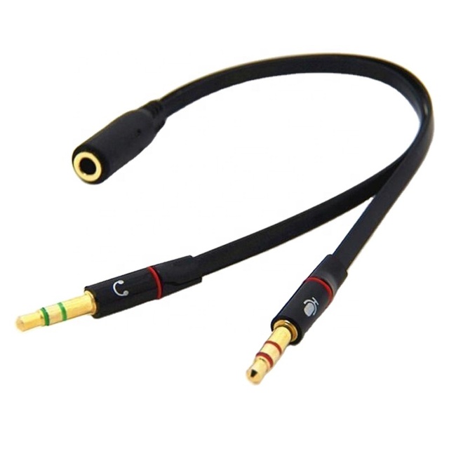 Headphone Splitter for Computer 3.5mm Female to 2 Dual 3.5mm Male Headphone Mic Audio Y Splitter Cable Smartphone Headset to PC