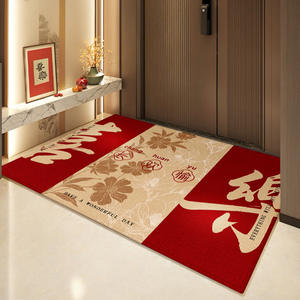 Alfombra roja de estilo chino con diseño floral, rectangular, de fibra de poliéster, para la entrada del hogar, alegría y felicidad - Product Image 4