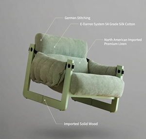 Poltrona Relax Verde Moderna per Soggiorno di Villa, Camera da Letto d'Hotel, con Struttura in Legno e Tessuto Rinfrescante - Product Image 5