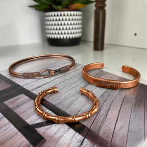 Adjustable Bamboo Texture Wire Wrapped Design Bracelet Women Men Jewelry 99.99% Pure <b>Copper</b> <b>Bangle</b> - Product Image 1