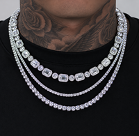 Vente en gros usine Ensemble de bijoux unisexe Hip Hop en Argent sterling S925 avec Moissanite VVS, comprenant Bracelet tennis et Collier Iced Out