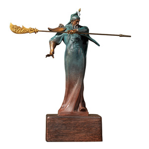 Estatua de Guan Yu en cobre y oro, figura artística hecha a mano para decoración de sala de estar y oficina - Product Image 5