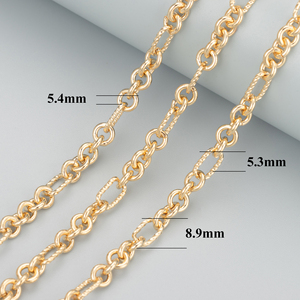 C54 tự làm chuỗi, phụ kiện đồ trang sức, vượt qua đạt, Nickel miễn phí, 18K mạ vàng, đồng, Vòng Cổ làm, 1 mét/lô - Product Image 4