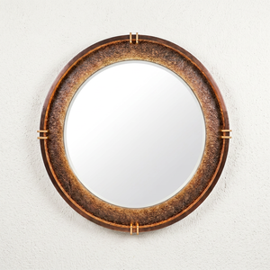 Miroir mural rond en métal, style moderne du milieu du siècle, cadre décoratif finition bronze, chambre et salle de bain - Product Image 1