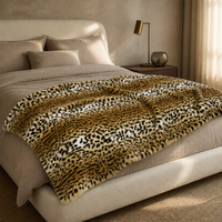 Plaid en fausse fourrure imprimé léopard de luxe 550 g/m² – Couverture chaude en fausse fourrure de vison à poils courts, douce au toucher, pour la décoration du salon