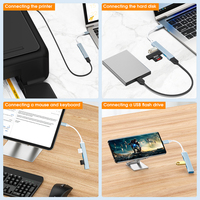 Worthspark Hub USB Type-C 4-Port Adaptor Multiport Kecepatan Tinggi USB 2.0/3.0 Paduan Aluminium Bersertifikasi CE/FCC Kompatibel Secara Luas