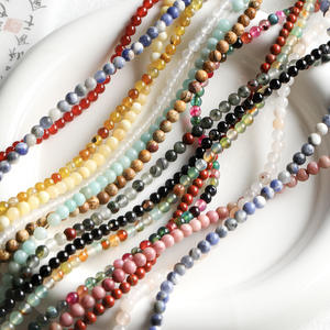 하이 퀄리티 4mm 천연 레드 마노 터키석, 루비 소재, 보석 제작용 스톤 비즈, DIY 팔찌, 목걸이 액세서리 - Product Image 1