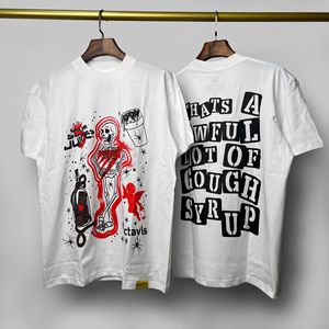 เสื้อผ้าผู้ชายคุณภาพสูงมาใหม่ เสื้อยืดพิมพ์ลายลำลองทรงหลวมขนาดใหญ่พิเศษ "THAT'S A AWFUL LOT OF COUPH SYRUP" - Product Image 3