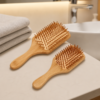 Cepillo de Pelo Ecológico de Bambú con Mango de Madera de Haya, Cepillo de Púas de Nylon para Peinar, Peine de Madera Natural para Masaje Capilar