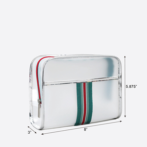 Easy to Clean EVA <b>Makeup</b> Bag Striped Frosted Cosmetic Bag <b>Makeup</b> Case Travel <b>Storage</b> Case - Product Image 1