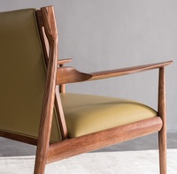 Fauteuil de détente au design nordique, mobilier scandinave pour salon, chaise longue individuelle en bois massif, fauteuil relaxant en PU pour bureau à domicile et chambre