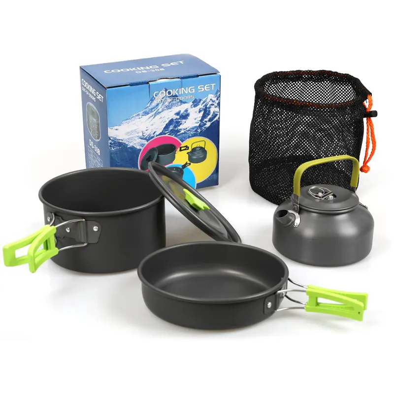 Hoge Kwaliteit Outdoor Pot Set 2-3 Personen Theepot Set Draagbare Picknick Camping Kookpot