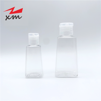 Flacon de gel désinfectant pour les mains en plastique transparent portable de 30 ml et 60 ml, emballage pour soins de la peau, flacon à presser avec bouchon rabattable