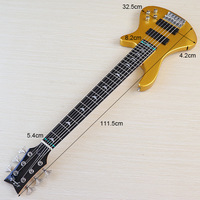 Guitare basse électrique de 43 pouces, couleur or champagne, design à 4-5-6 cordes, finition brillante, manche en érable