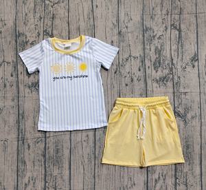 Ensemble 2 pièces décontracté pour garçons RTS Boutique : T-shirt et short imprimé « You Are My Sunshine », 95 % coton, collection Printemps-Automne - Product Image 3
