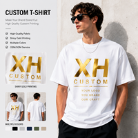 T-shirt en coton blanc personnalisé pour homme, col rond, manches courtes, imprimé doré, jersey décontracté, coupe classique avec motif lettres