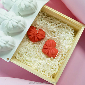 Dụng cụ làm bánh <span class=keywords><strong>pudding</strong></span> sô cô la Ngày Valentine sớm Riser Bow tình yêu bánh mousse pháp Khuôn Silicone - Product Image 5