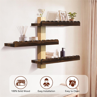 Étagère murale flottante en bois multicouche avec bord festonné, support mural pour décoration de salon