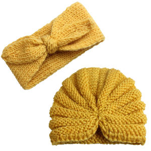 Cálidos gorros de invierno con nudo de ganchillo para bebé, gorro de punto para niña pequeña, <span class=keywords><strong>turbante</strong></span> de punto con diadema - Product Image 4