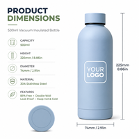 Botol Air Vakum Isolasi Stainless Steel Ramah Lingkungan 500ml dengan Tutup dan Pegangan Bambu Bebas BPA Anti Bocor untuk Perjalanan