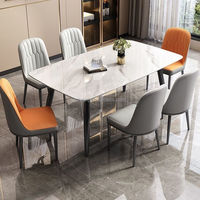 Nordique moderne lumière luxe Rock plaque Table à manger et chaise combinaison Simple famille Table à manger petit appartement longue Table