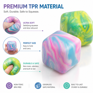 <span class=keywords><strong>Cube</strong></span> anti-stress en TPR de haute qualité, effet marbre, doux, à récupération lente, jouet sensoriel pour soulager l'anxiété, pour enfants et adultes - Product Image 3