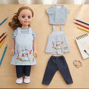 <span class=keywords><strong>Delantal</strong></span> de muñeca de 18 pulgadas unisex, trajes de mamá, PC de plástico, modelo de dibujos animados DIY, vestido de juguete para todas las muñecas - Product Image 6