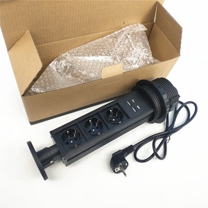 Tutto nero Germania presa di corrente spina di UE <span class=keywords><strong>Punto</strong></span> Da Tavolo di Alimentazione Socket nascosta da cucina Pop up Tirare Presa USB del Caricatore per home office - Product Image 6