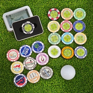 เครื่องทำเหรียญโลหะแม่เหล็กพิมพ์โลโก้สองด้านตามสั่ง พร้อมที่วัดระดับความลาดเอียงสำหรับกอล์ฟ  ตลกๆ  พร้อมฟองอากาศช่วยจัดตำแหน่ง - Product Image 1
