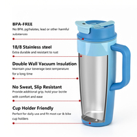 Mug de voyage isotherme en acier inoxydable avec logo personnalisé, poignée, couvercle rabattable, anti-fuite, résistant au froid, double paroi, 12-24h, pour utilisation en voiture