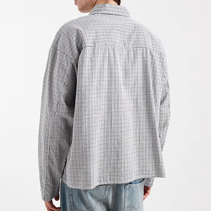 <span class=keywords><strong>Camicia</strong></span> da <span class=keywords><strong>Uomo</strong></span> a Maniche Lunghe in Tessuto Texturizzato Gingham <span class=keywords><strong>Oversize</strong></span>, Resistente alle Pieghe, ad Asciugatura Rapida, Vestibilità Comoda, con Bottoni, per Uso Quotidiano - Product Image 3