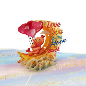 3D Pop-up Box Grußkarte Einhorn Mond Schloss Blumendesign Kinder Mädchen Geburtstag Papier Geschenkkarte - Product Image 3