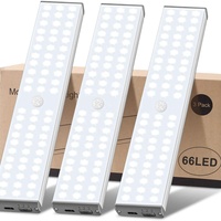 Luz de Cocina Moderna con Sensor LED de 66 LED, Súper Brillante, Recargable, 3 Modos de Alimentación USB, Control Segmentado, Pantalla Blanca, Ecológica