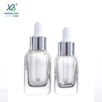 Flacon en verre transparent carré de 40 ml avec fond à motif écossais, personnalisable par sérigraphie, compte-gouttes pour collyre