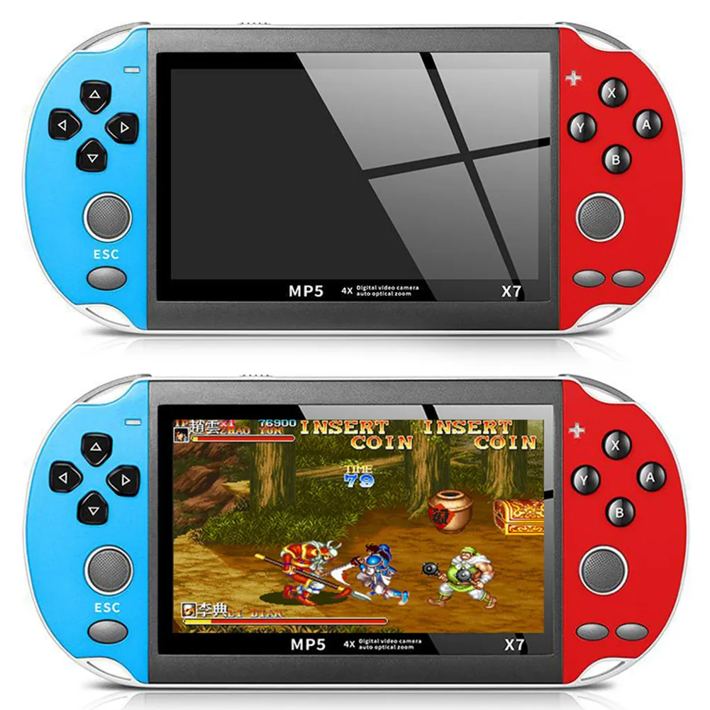 X7คอนโซลเกมมือถือ4.3นิ้วจอแสดงผล LCD 8GB คู่-Rocker 3000เกมคลาสสิก Retro Mini Pocket MP5วิดีโอเกม