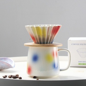 ชุดหม้อดริปกาแฟเซรามิกแบบเทลงบนเครื่องชงกาแฟมีตัวกรองรูปดอกไม้ตัว V สง่างาม - Product Image 3