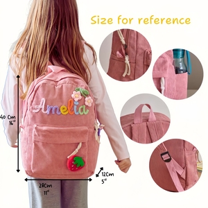 Zaino <span class=keywords><strong>per</strong></span> Bambini Personalizzato con Ricamo, Borsa Scolastica in Velluto a Coste Personalizzata con Nome, Regalo <span class=keywords><strong>per</strong></span> il Ritorno a Scuola <span class=keywords><strong>per</strong></span> Ragazze e Ragazzi - Product Image 6