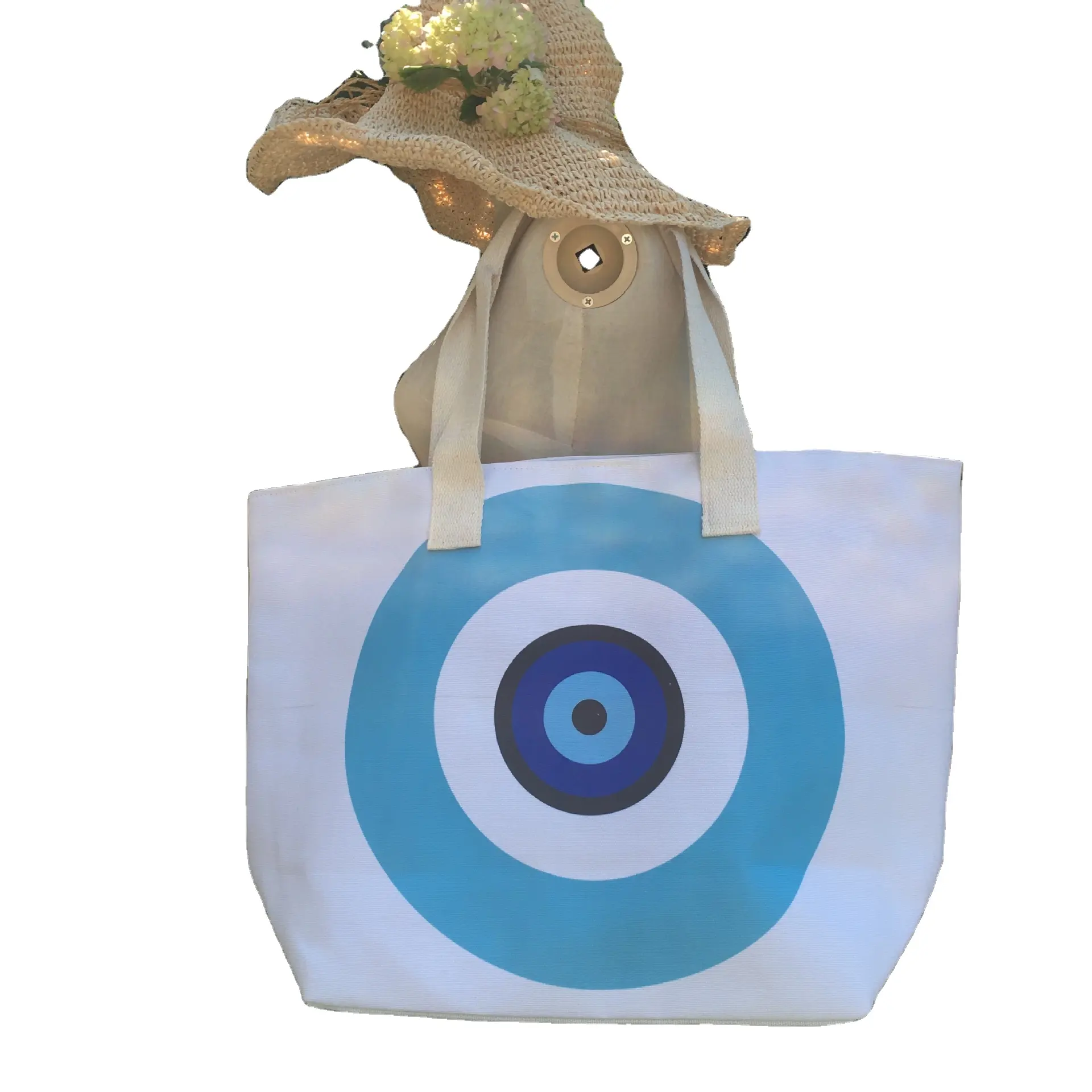Exklusive neue griechische Augen Leinwand Strand tasche für 2020 Custom Logo Strand tasche, Großhandel Einkaufstasche Strand tasche