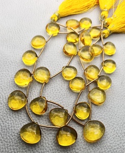 Cuentas de cuentas de briolette de cuarzo amarillo, precio al por mayor, fabricación de joyas naturales de buena calidad - Product Image 3