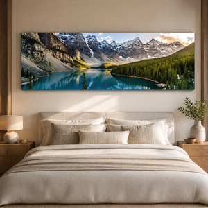 Tableau mural panoramique Montagne Lac <span class=keywords><strong>Paysage</strong></span> Forêt Vallée pour Salon Bureau Hôtel Lodge Intérieurs Naturels - Product Image 4