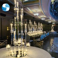 Mercato di nozze commercio all'ingrosso trasparente di cristallo di vetro candelabri centrotavola