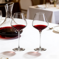 Verres à vin transparents soufflés à la main avec logo personnalisé, design élégant à la française, pied long, capacité de 24,35 oz, utilisation professionnelle pour la dégustation de vins