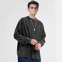 Kaos Lengan Panjang Pria 2025 Gaya Amerika Katun Combed 230g Trendy Streetwear Longgar High-street Serbaguna Polos